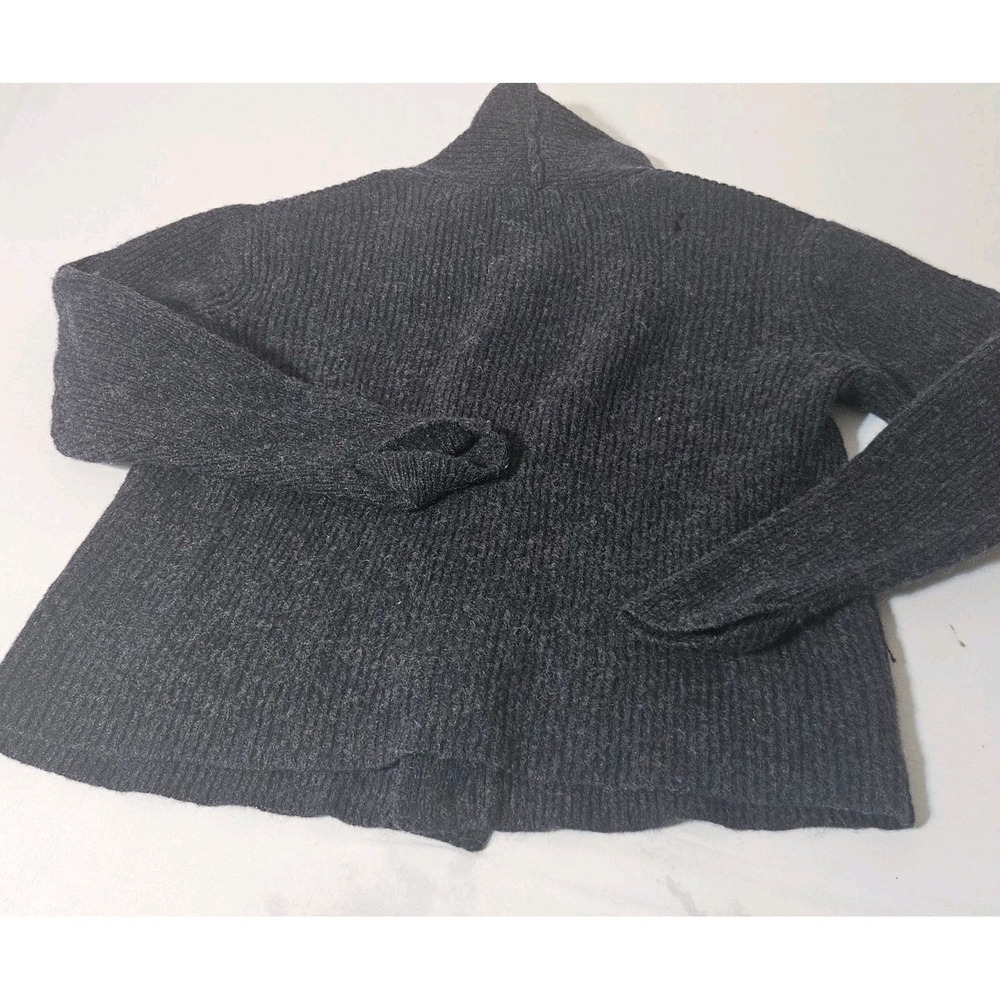 Line of Trade Men's Sz L Charcoal Gray 100%‎ Shetland Wool Cardigan Sweater Fish - Picture 3 of 10